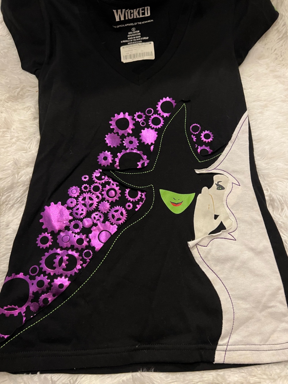 NWT! Official Broadway “Wicked” t shirt with appliqué and metallic accents.